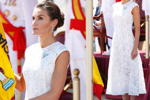 La reina Letizia cautivó con un deslumbrante vestido blanco de Sfera