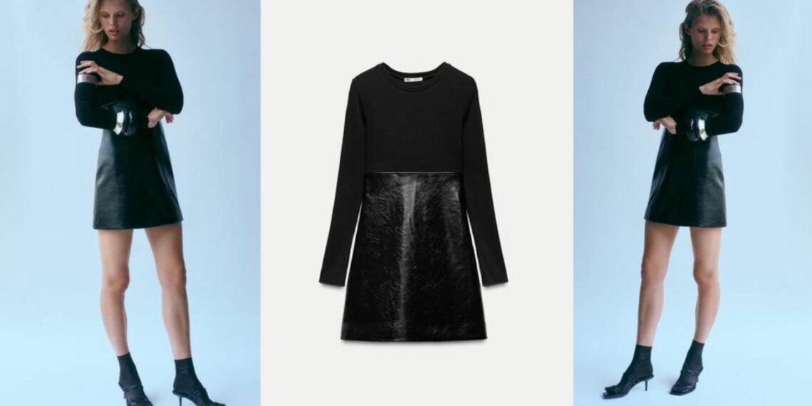 Zara apuesta por la sostenibilidad con su nuevo vestido combinado de efecto piel