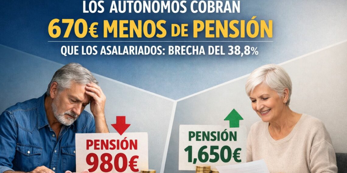 Los autónomos cobran 670 euros menos de pensión que los asalariados
